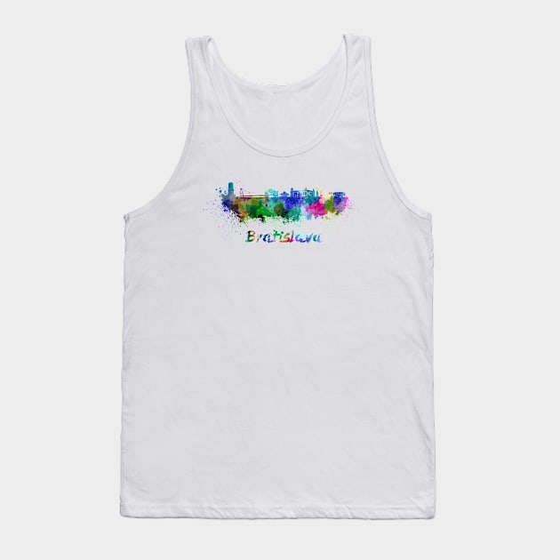 Bratislava skyline in watercolor Tank Top by PaulrommerArt